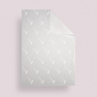 Seidenpapier auf Bogen mit Zusatzfarbe Weiß bedruckt