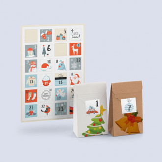 Adventskalender gestalten mit weihnachtlichen Aufklebern