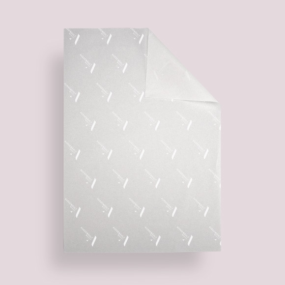 Seidenpapier auf Bogen mit Zusatzfarbe Weiß bedruckt